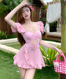 水着ビキニワンピースAライン体型カバー露出控え着痩せ気質フラワーカワセクシー XH7-CF-WX1162