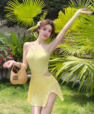 水着 ビキニワンピース ワンショルダー Aライン 体型カバー 露出控え 着痩せ 気質 カワセクシー XH7-PB55