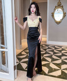 【2色】ロングドレス キャバドレス 蝶 ナイトクラブ スリート 宴会 エレガント セクシー XH2-JX5065