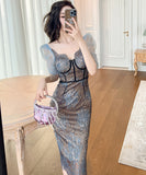 【手作り】膝丈ドレス エレガント 気質 レース 刺繡 セクシー 宴会 二次会 XH2-JY20338