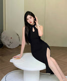 【2色】膝丈ドレス オフショルダー フリル チャイナドレス エレガント 着痩せ セクシー YH2-DD6491