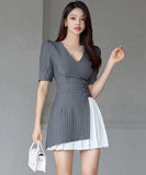 秋新作ミニドレスAラインVネックセクシー韓国っぽ大人可愛いXH2-ZED880984E49