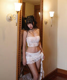 【2色】ビキニ 水着 レース ホルターネック バックレス バレエコア バレエ風ファッション ビーチ 海 モノキニ XH7-DP-A22304