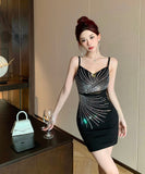 ミニドレス キャバドレス party キラキラ セクシー おしゃれ Vネック YH2-ZED885386DXH238B