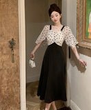 ロングドレス エレガント 水玉柄 着痩せ おしゃれ 気質 XH2-ZED885462DXH449