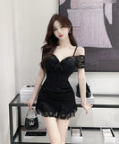 【4色】キャバドレス ミニドレス セクシー 谷間魅力 party レース かわいい YH2-DD6599