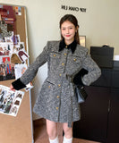 【2色】ミニドレスツイードセレブ風高級感秋冬エレガント着痩せ気質韓国っぽXH2-TCL25177L