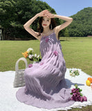 ワンピース ロングドレス サンドレス 立体花 かわいい ロマンチック YH2-QJ9750