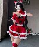 【6点セット】クリスマ 大人可愛い セクシー サンタ服 コスプレ 上下セット リボン XH2-JXL-S43