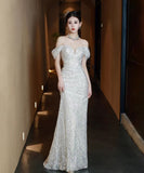 ロングドレス キラキラ ベアトップ 宴会 誕生日 演奏会 マーメイド セクシー XH2-YFTK4/12