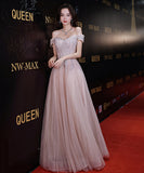 バースデーロングドレス 宴会 パーティー 演奏会 オフショルダーフ キラキラ XH2-YWL4/17