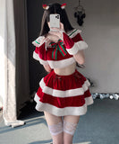 【4点セット】クリスマ 大人可愛い セクシー サンタ服 コスプレ Aライン ベアトップ リボン XH2-QYL7061