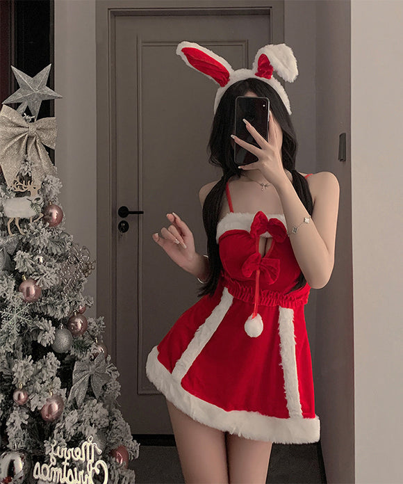 【3点セット】クリスマ 大人可愛い セクシー サンタ服 コスプレ レース リボン XH2-ZQ6109