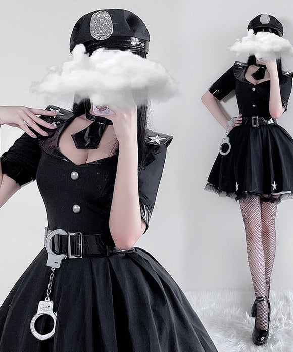 【5点セット】ハロウィンコスプレポリス 制服セクシー谷間魅せ XH2-XJ1026
