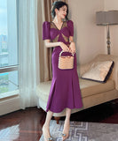 【purple&black】【手作り】ロングドレス エレガント 気質 チュール ユニーク XH2-JY10542