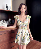 【3色】ミニドレス キャバドレス セクシー フリル 花柄 着瘦せ XH2-MLS253