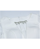 【2色】ミニドレス キャバドレス セクシー ダイヤモンド 谷間見せ 非対称 着痩せ XH2-YM8805