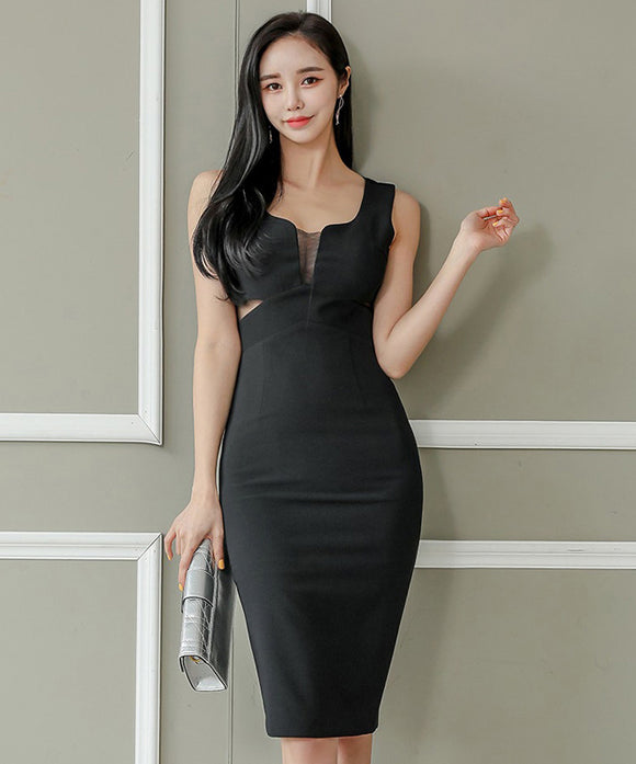 キャバドレス セクシー 膝丈ドレス 谷間魅せ 指名 XH2-ZED888377BH538