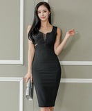 キャバドレス セクシー 膝丈ドレス 谷間魅せ 指名 XH2-ZED888377BH538