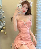 【3色】キャバドレス ミニドレス フリル セクシー 谷間魅せ 指名 気質 XH2-DD5831