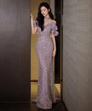 【手作り】ロングドレス キラキラ パーティー 誕生日 演奏会 宴会 マーメイド 高級感 XH2-YFTK7/7