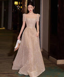 ロングドレス ナイトドレス パフスリーブ カラードレス 高級感 ウェディングドレス 宴会 演奏会 XH2-MBYD-A23-26