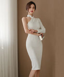 膝丈ドレス キャバドレス エレガント 気質 ワンショルダー セクシー 着瘦せ XH2-JW2673BH506