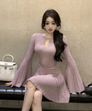 ミニドレス Aライン 着瘦せ 大人可愛い 秋新作 韓国っぽ XH2-LQE9208H355