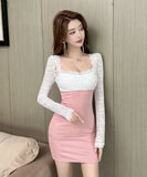 【3色】キャバドレス ミニドレス セクシー 指名 谷間魅せ レース 個性的 XH2-DD7581