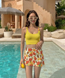 【3点セット】ビキニ 水着 花柄 体型カバー ホルターネック ワンピース モノキニ ビーチ 海 旅行 SNS話題 XH7-DP-A33946