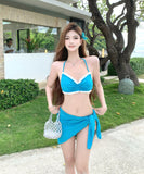 3色【3点セット】ビキニ 水着 ホルターネック 大人可愛い ワンピース モノキニ タンキニ ビーチ 海 旅行 SNS話題 XH7-SNM3153