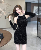 ミニドレス パーティードレス キラキラ セクシー ナイトクラブ キャバキャバ 指名 XH2-DD3868