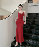 【2色】ロングドレス 肌見せ マーメイド エレガント 気質 宴会 袖付き XH2-ZED885532DXH238B