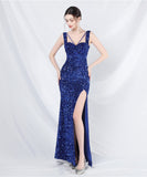 【7色】ロングドレス ナイトドレス スリート 華奢感 キラキラ 宴会 演奏会 誕生日 XH2-YEY31801#