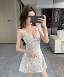 【2色】ミニドレス セクシー レース ナイトクラブ 肌見せ 指名 XH2-DD73933