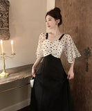 ロングドレス エレガント 水玉柄 着痩せ おしゃれ 気質 XH2-ZED885462DXH449