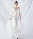 【8色】ロングドレス チュール ナイトドレス party キラキラ 宴会 演奏会 ベアトップ セクシー お姫様 XH2-YEY31982#