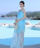 ロングドレス サンドレス キャミワンピ セクシー レース カワセクシー SNS話題 旅行 おしゃれ XH2-CD6-157-32140700