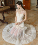 ロングドレス マーメイドドレス セクシー セレブ風 エレガント 宴会 パーティー チュール フリル  XH2-CD6-143-71120680