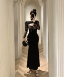 ロングドレス 宴会 レース マーメイド セクシー セレブ風 気質 XH2-ZED885323DXH245