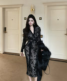 膝丈ドレス セクシー セレブ風 レース Vネック 小顔 エレガント チュール 高級感 XH2-MXX7332