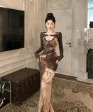 【2点セット】ロングドレス タイトドレス セクシー キャバクラ chic おしゃれ XH2-ZED886068DXH343A