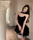 ミニドレス カワセクシー ティアードスカート 肌見せ パーティー 宴会 おしゃれ sweet dress XH2-DD4234