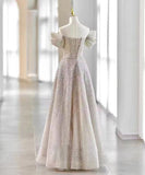 ロングドレス キラキラ ナイトドレス 宴会 オフショルダー 誕生日 演奏会 宴会 Party XH2-BYLF7.26