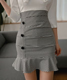 ミニドレス フリル 大人可愛い セクシー 韓国っぽ 小顔効果 ハイウエスト XH2-ZED883036A71