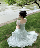 【2色】ミニドレス ロマンチック チュール パフ袖 おしゃれ 可愛い YH2-ZED885395DXH238B