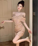 ミニドレス キャバドレス party キラキラ 非対称 セクシー 指名 おしゃれ XH2-DD6130