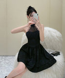 ミニドレス キャバドレス Aライン レース 大人可愛い お洒落 ホルターネック XH2-ZED885340DXH449