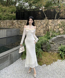 ロングドレス キャバドレス レース エレガント セレブ風 ホルターネック フラワー マーメイド XH2-DD7669