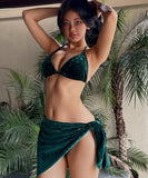 【3点セット】水着 ホルターネック ビキニ モノキニ セクシー 海辺 おしゃれ感 水着 着痩せ hot girl ビーチ　XH2-XYX-HH2161